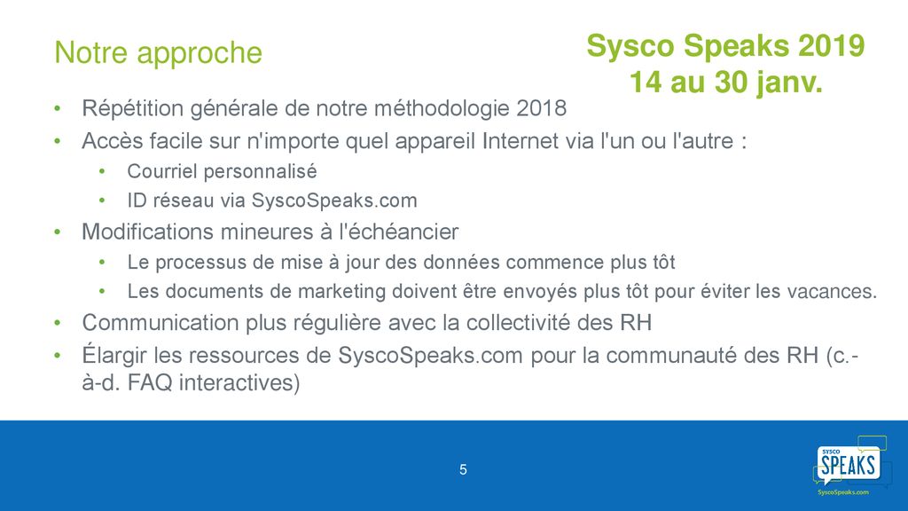 Sysco Speaks 2019 Tour d horizon ppt télécharger